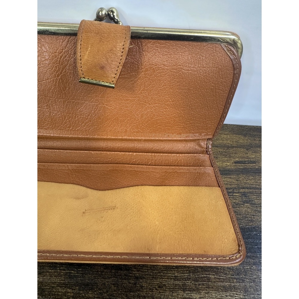 Vintage London Big Ben Tower Bridge Real Leather Kiss Lock Bifold Wallet England - Picture 9 of 16